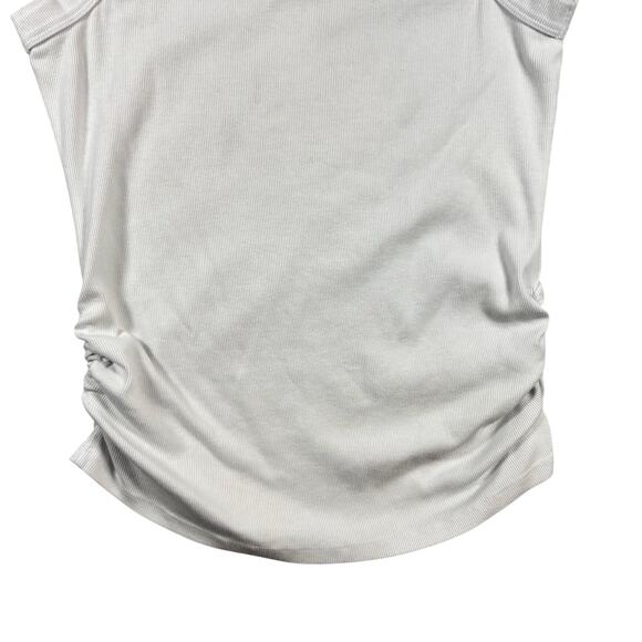 Michael Stars Women's Blanche White V-Neck Ribbed Tank Ruchced Sides - Size XL - Picture 4 of 9